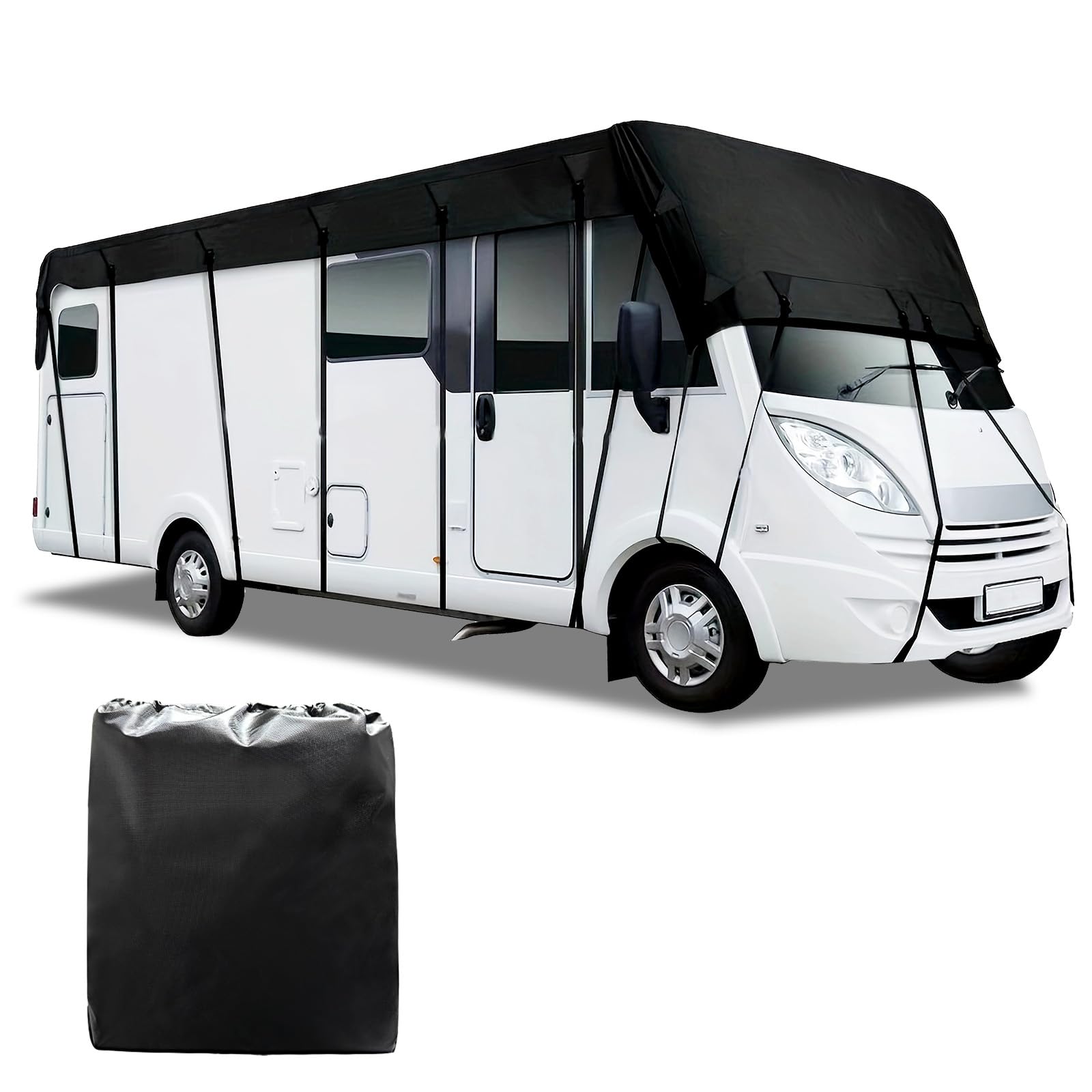 Funda para caravana, ajuste universal, tela Oxford 210D, impermeable, cubierta protectora transpirable para autocaravana, lona protectora UV con correas retráctiles para viajes de caravana (8,5 m x 3
