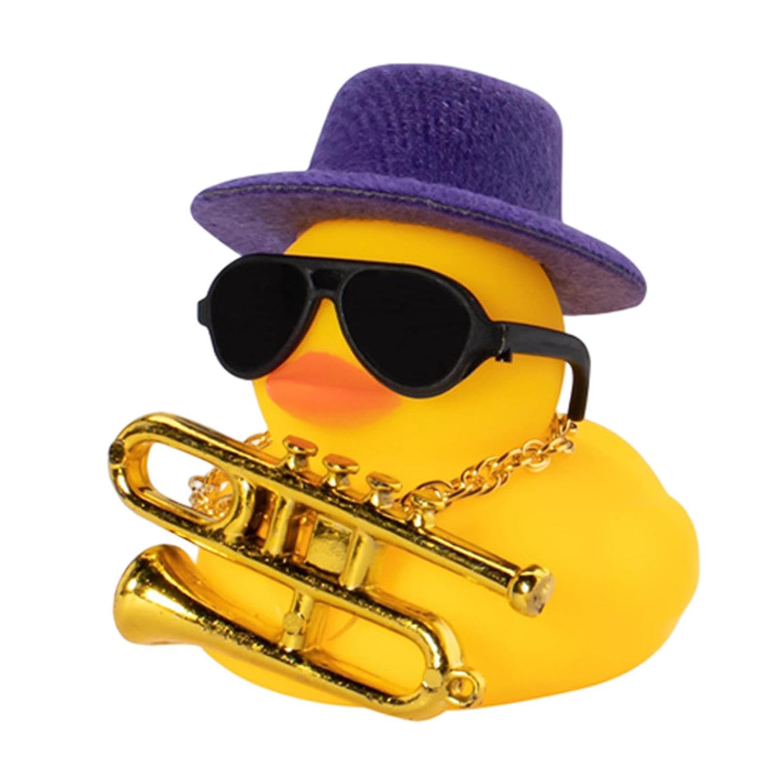 Paperella Di Gomma Per Auto Halatua - Con Cappello E Collana Musicale, Divertente Ornamento Per Cruscotto - Foto 2