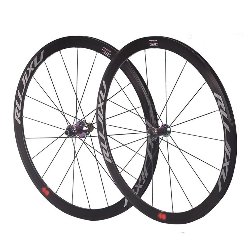 Wheel Set 700C Road Bike Front Rear Wheels 50MM Aluminum Alloy Rim Quick Release Carbon Rim Brake Hub for 8/9/10/11speed Cassette Front 2 Rear 5 Bearing(Silver Label)