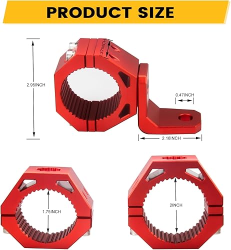 Miniatura 7 de Soporte para látigo UTV, soporte de montaje de luz de bandera de látigo de aleación de aluminio, orificio giratorio de 360 ajustable para jaula de