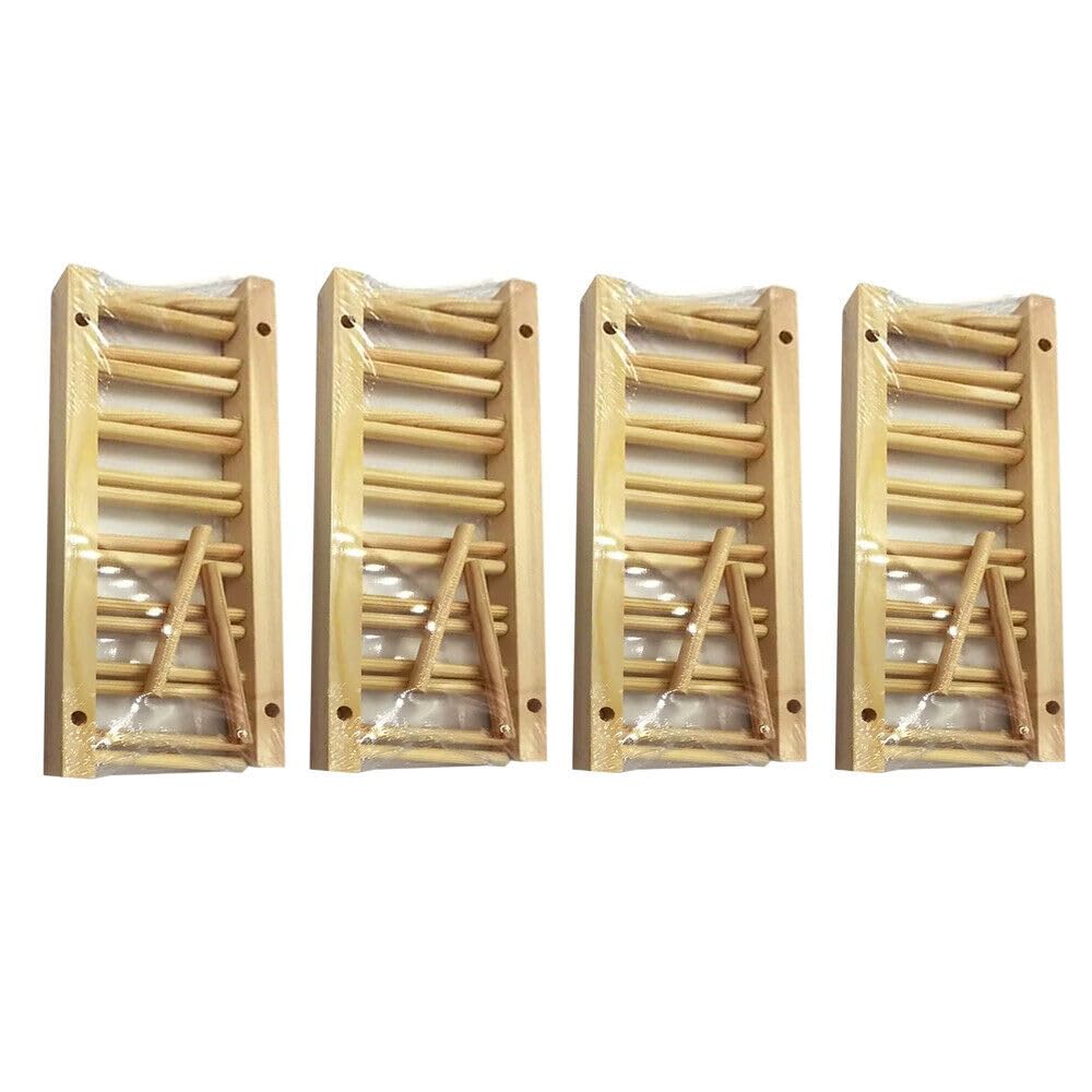 Sososhoot 4 Set Wooden Bowl Dish Draining Rack Plate Drying Stand Storage Holder Organizer Large Size