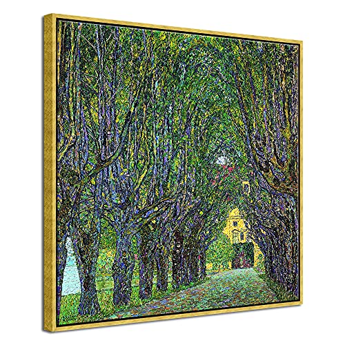 Wieco Art Framed Canvas Wall Art Avenue in Schloss Kammer Park, 1912 by Gustav Klimt Wall Decorations for Living Room Pictures for Home Decor with Golden Frame