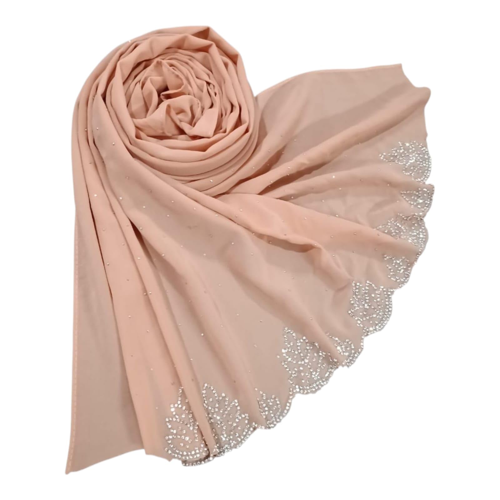 Premium Malaysian Diamond Jarkan Stone Hijab for Women – Soft Georgette, Elegant Party Scarf – 180 x 70 cm-picture-51