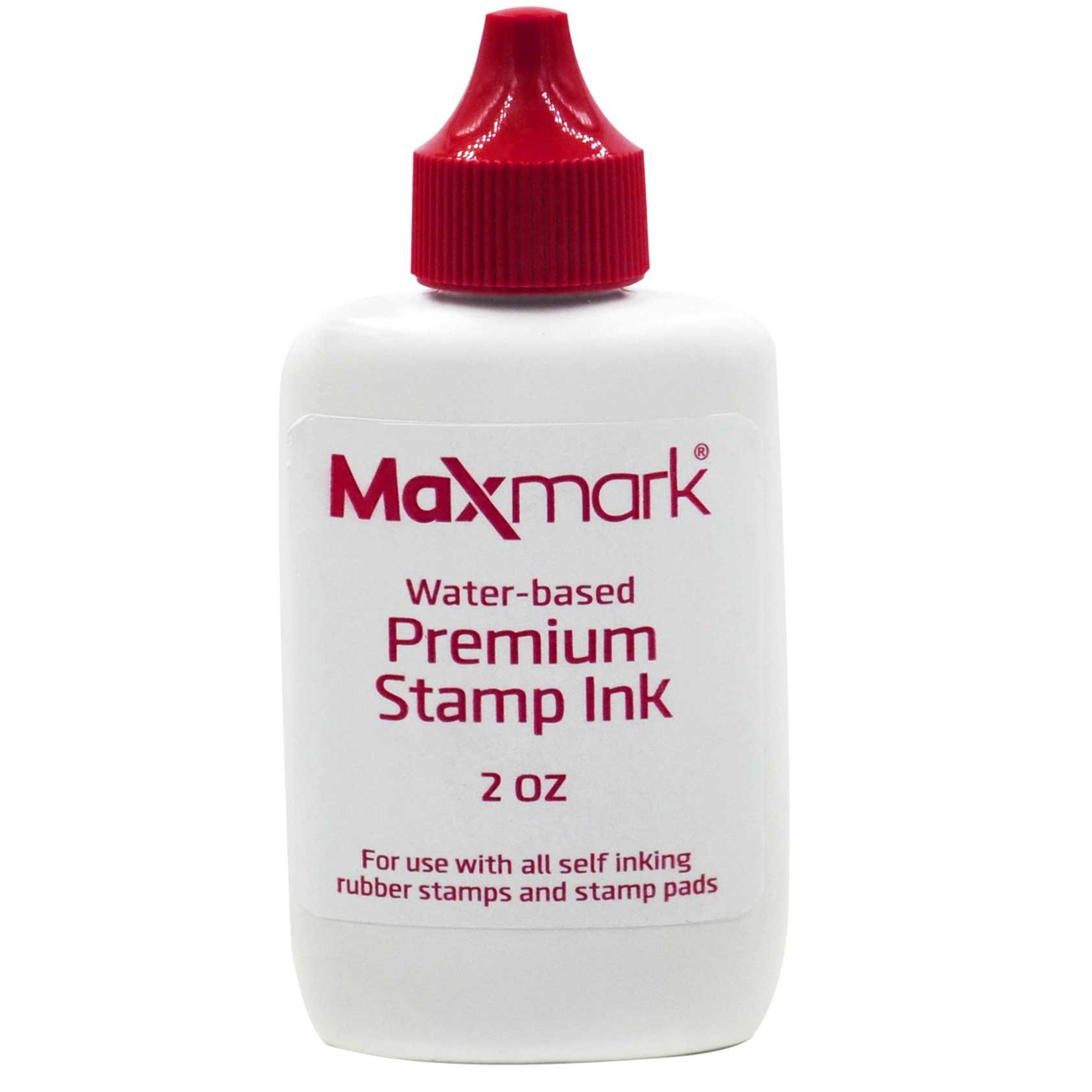 MaxMark Premium Refill Ink for self Inking Stamps and Stamp Pads, Red Color - 2 oz.
