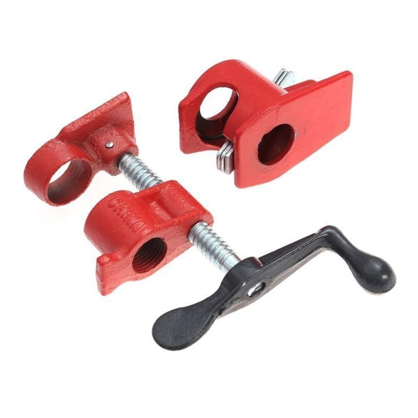 Zwcshuu Red Pipe Clamp Woodworking 3/4 Inch Heavy Duty Pipe Clamp Steel Cast Iron Wood Gluing Set