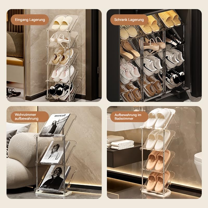 Schuhregal Schmal , Platzsparend Schräg Schuhablage, DIY Schuhablage schmal Shoe Rack,Schuhschrank Schuhaufbewahrung,Shoe Rack Schuhbank, Schuhe