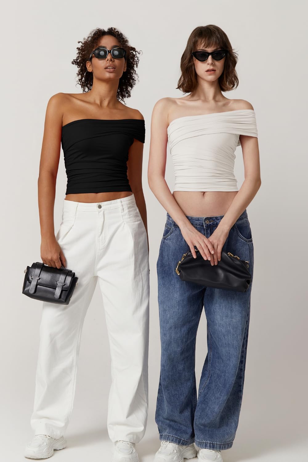 QINSEN Women's One Shoulder Sleeveless T-Shirt - Image 5