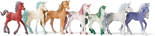 Schleich bayala - Juego de 7 piezas de juguetes coleccionables de unicornio con 7 juguetes únicos coleccionables de unicornio