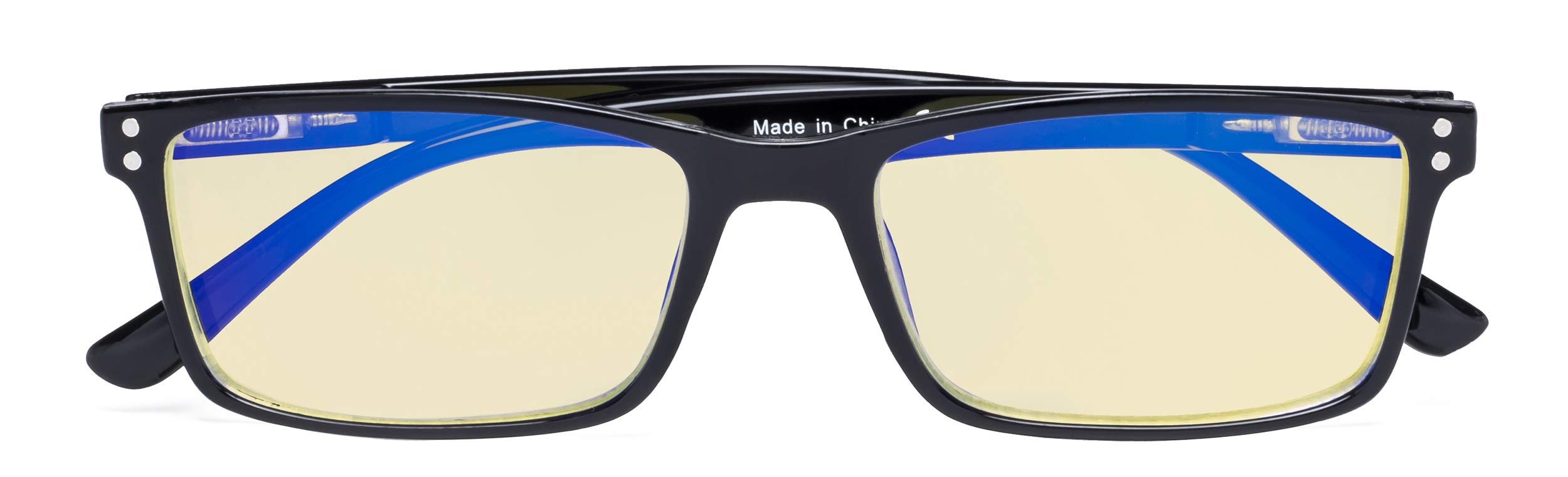 CessBlu Blue Light Blocking Glasses Anti UV Rays Glare Computer Reading Eyeglasses for Men Women with Yellow Filter Lens(Black)+0.5