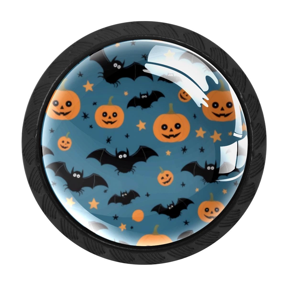 4 PCS Cabinet Knobs, Pumpkins Bats Halloween Drawer Knobs Dresser Handles