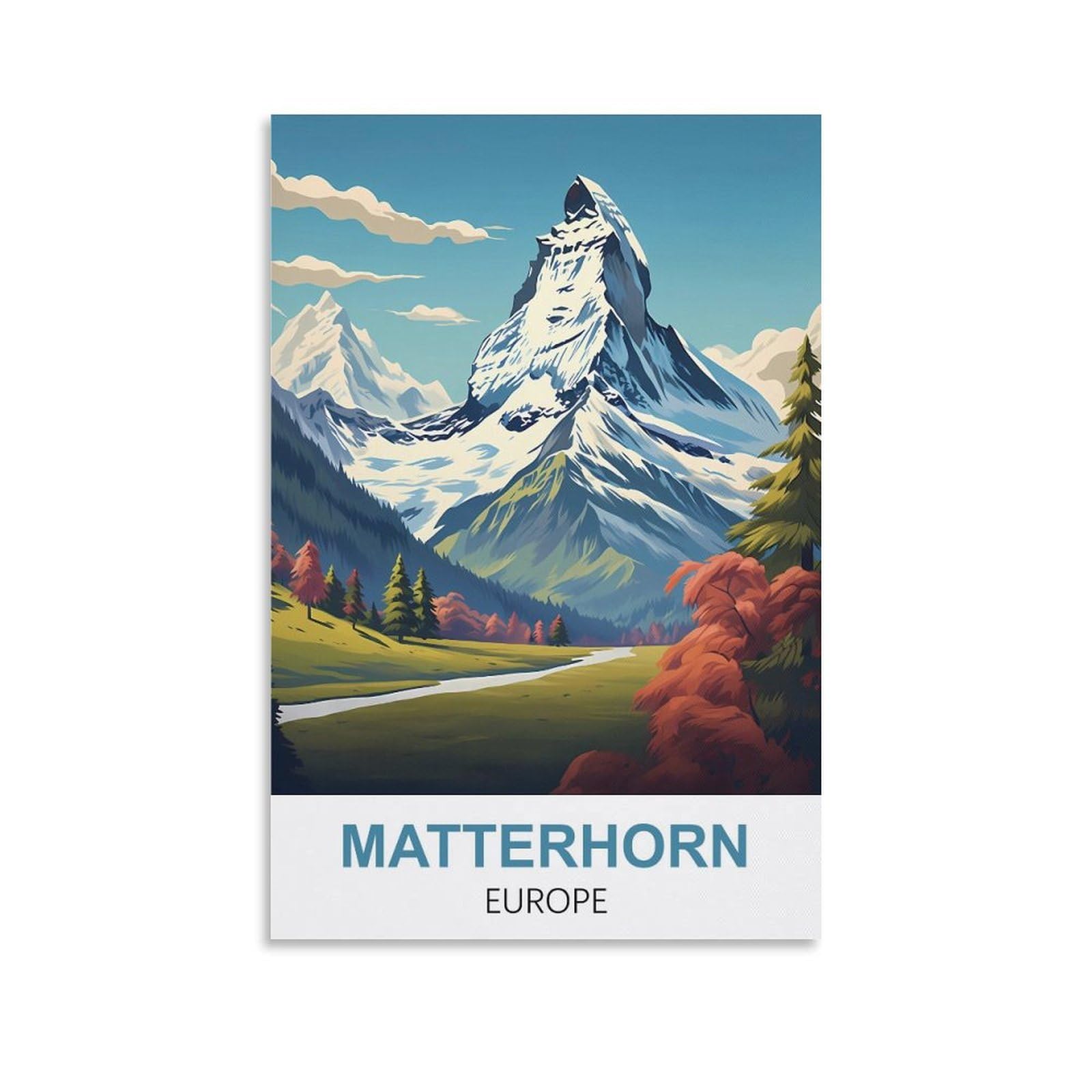 Jyicuncho Unframe-Style Matterhorn Europe Vintage Travel Posters 16X24inch(40X60cm) Canvas Prints Wall Art Paintings Pictures