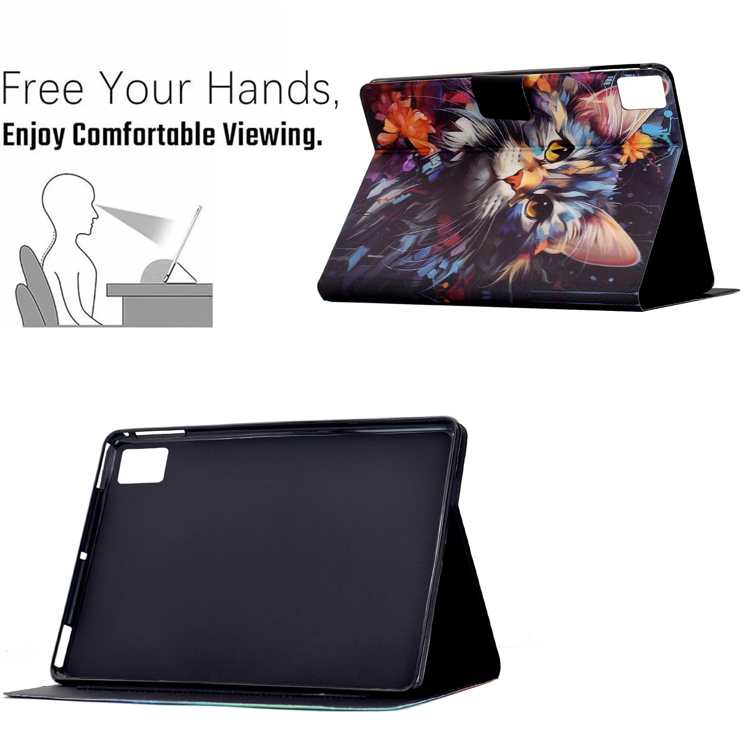 Coque Protection Fine Pour Lenovo Tab 11 Pouces 2025 (Modèles TB-336ZU/TB-336FU) - Support Intégré - Noir - Cuir PU Et TPU