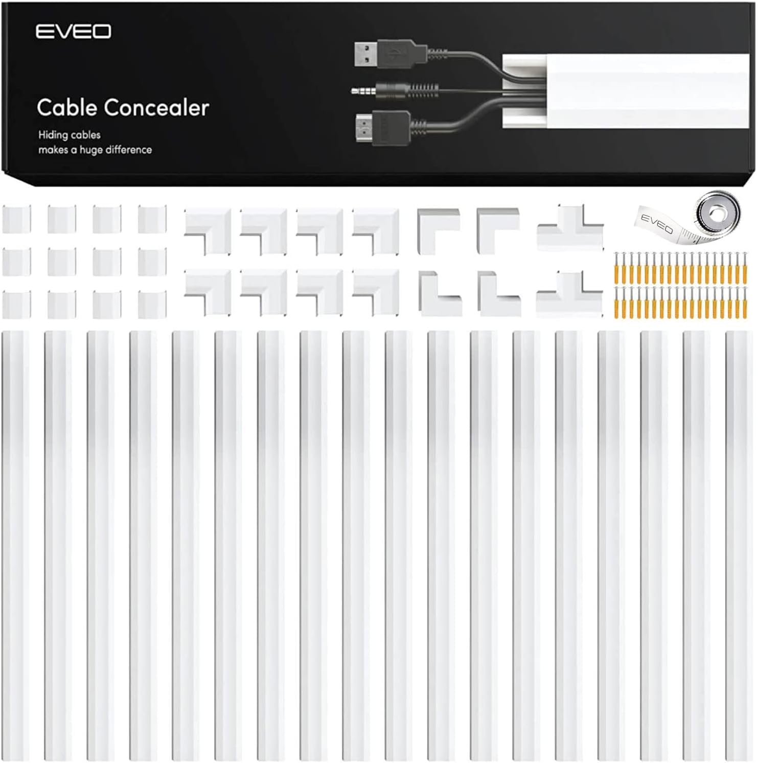 EVEO Cable Hider Wall - Hide Cables & Wire Clutter -9 EVEO Cable Hider Wall - Hide Cables & Wire Clutter -9