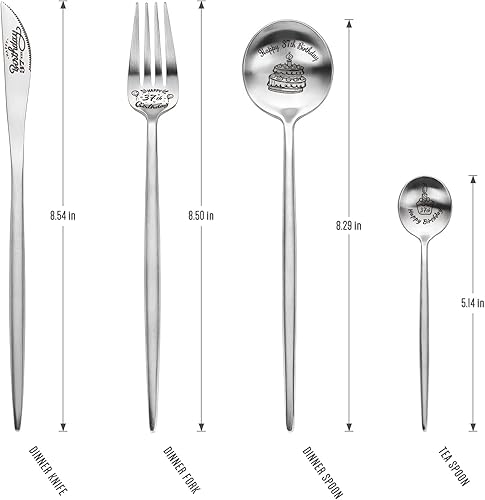 Miniatura 2 de Happy 37th Birthday Spoon&Fork Gifts Engraved Cutlery Set Personalized Birthday Gifts for Son Daughter Sister Brother Friends