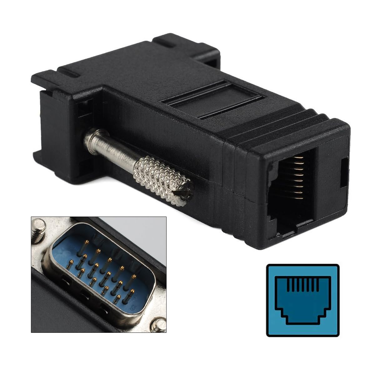 JSER Connettore da VGA maschio a Ethernet, Lan, Cat5, Cat5e, RJ45 femmina, 2 pezzi