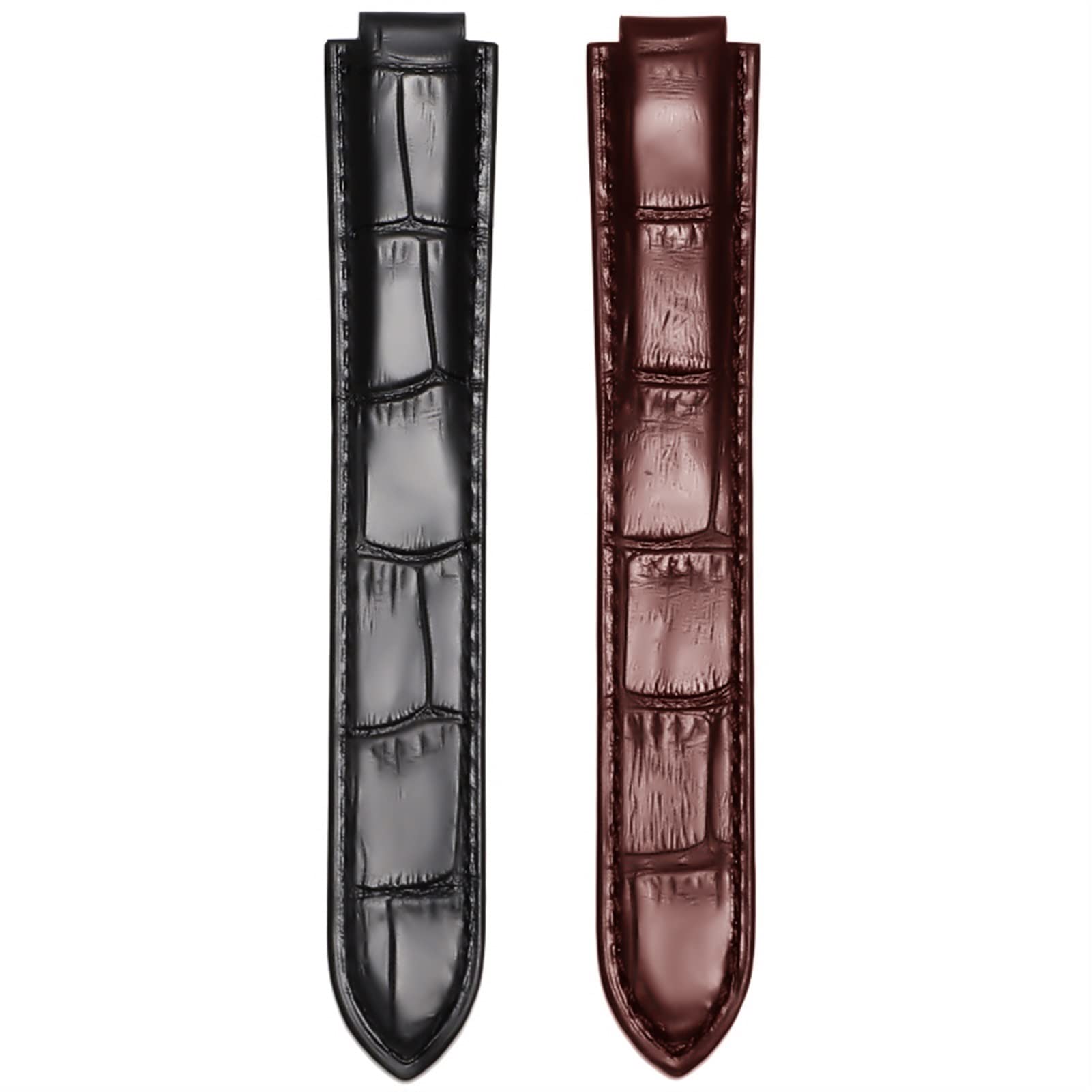 Krokodyle Skin Watchband Opaska na rękę 20 * 12 mm 18 * 11 mm czarne brązowe paski z składaną klamrą