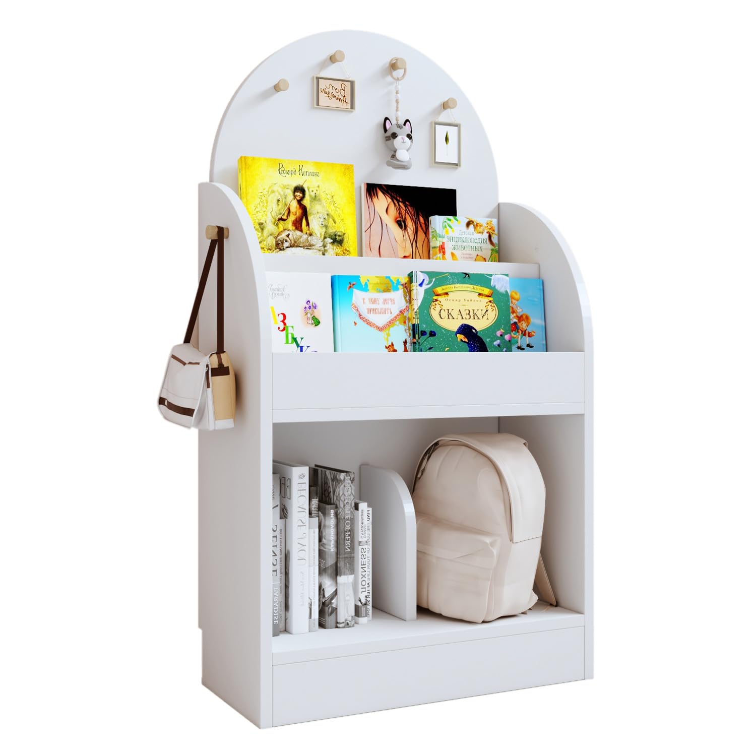 本棚　おもちゃ箱　木製　ブックシェルフ　ホワイト　絵本ラック　マガジンラック 本棚 おもちゃ箱 木製 ブックシェルフ ホワイト 絵本ラック マガジン