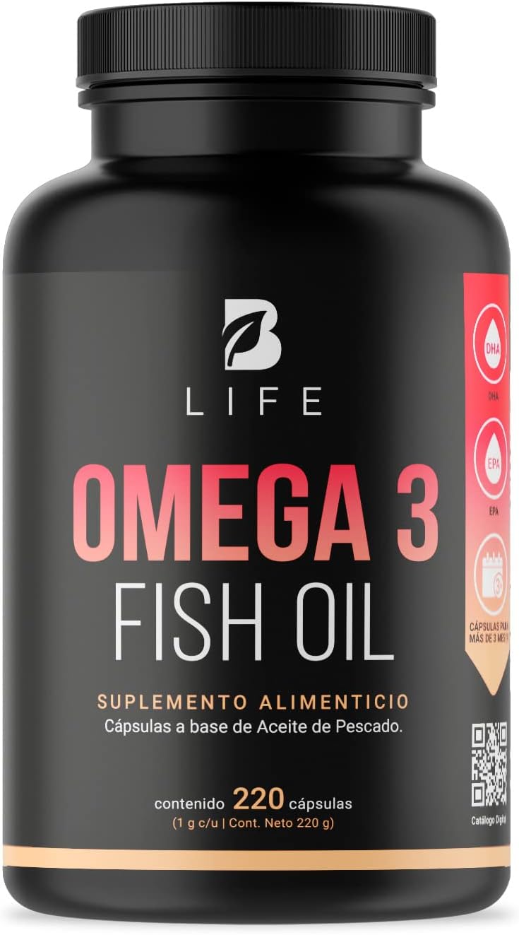 Omega 3 Fish Oil de 220 Cápsulas de 1000 mg. Ingredientes naturales