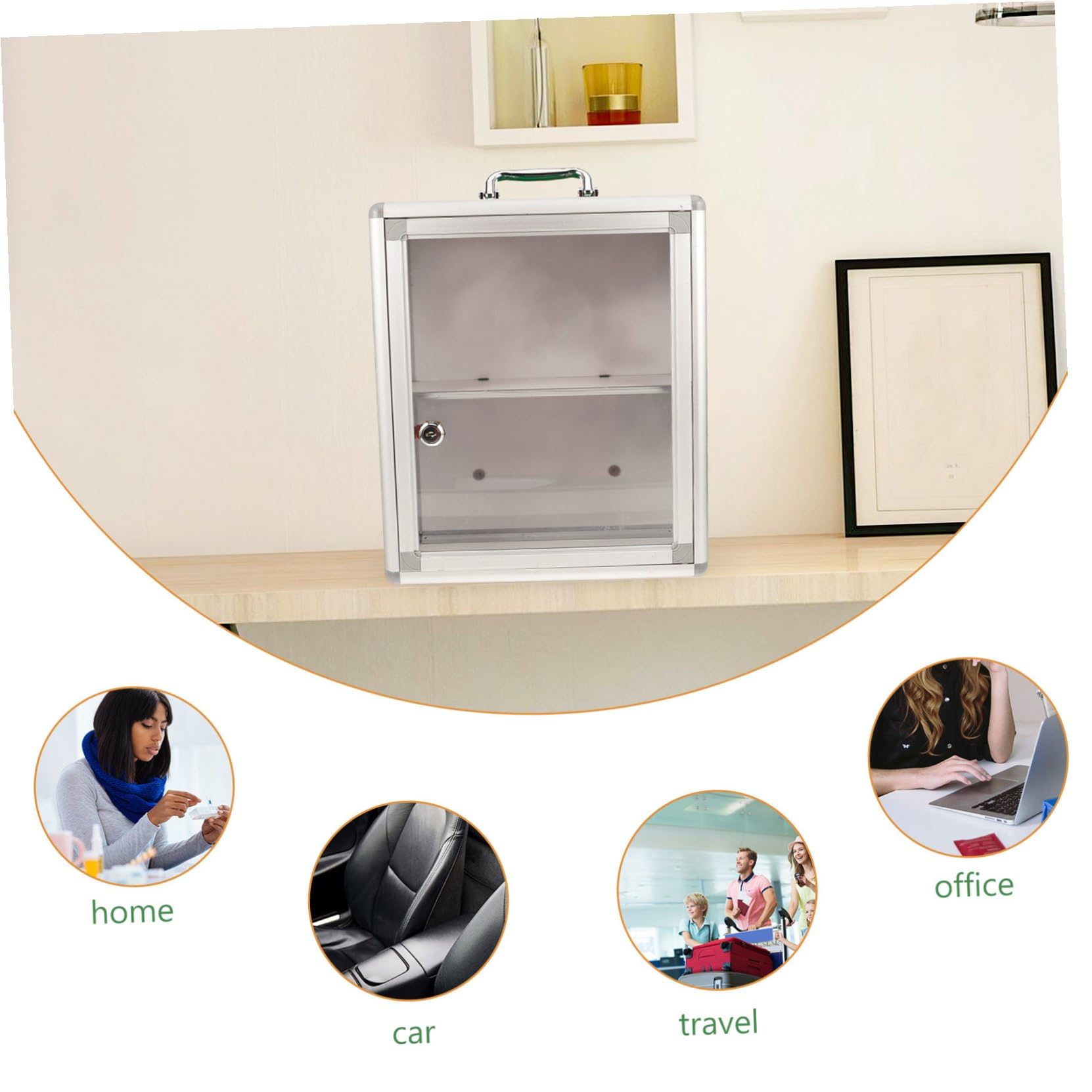 Botiquín y Ahorro de Espacio de Primeros Auxilios de Pared Gran Capacidad Diseño Montado en Pared, Panel Transparente para Uso en Coche o Casillero