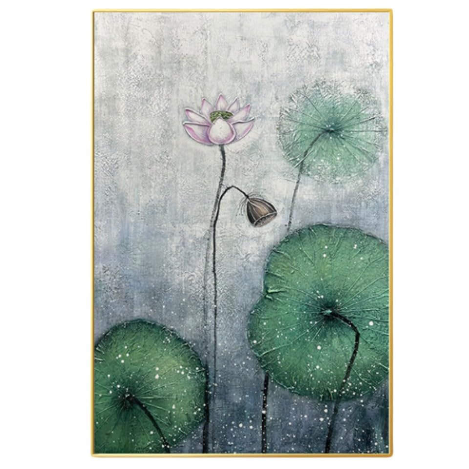 Peintures à l'huile sur toile de Lotus - Art Moderne Authentique pour Décoration d'Intérieur Luxe