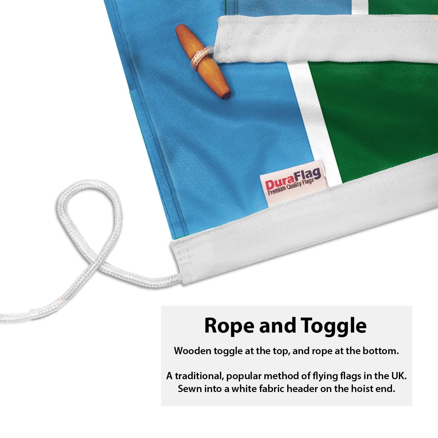 DuraFlag Derbyshire 5ft x 3ft with Rope and Toggled - Premium Quality 5x3 County Flags, 5ft x 3ft (150cm x 90cm) - Image 2