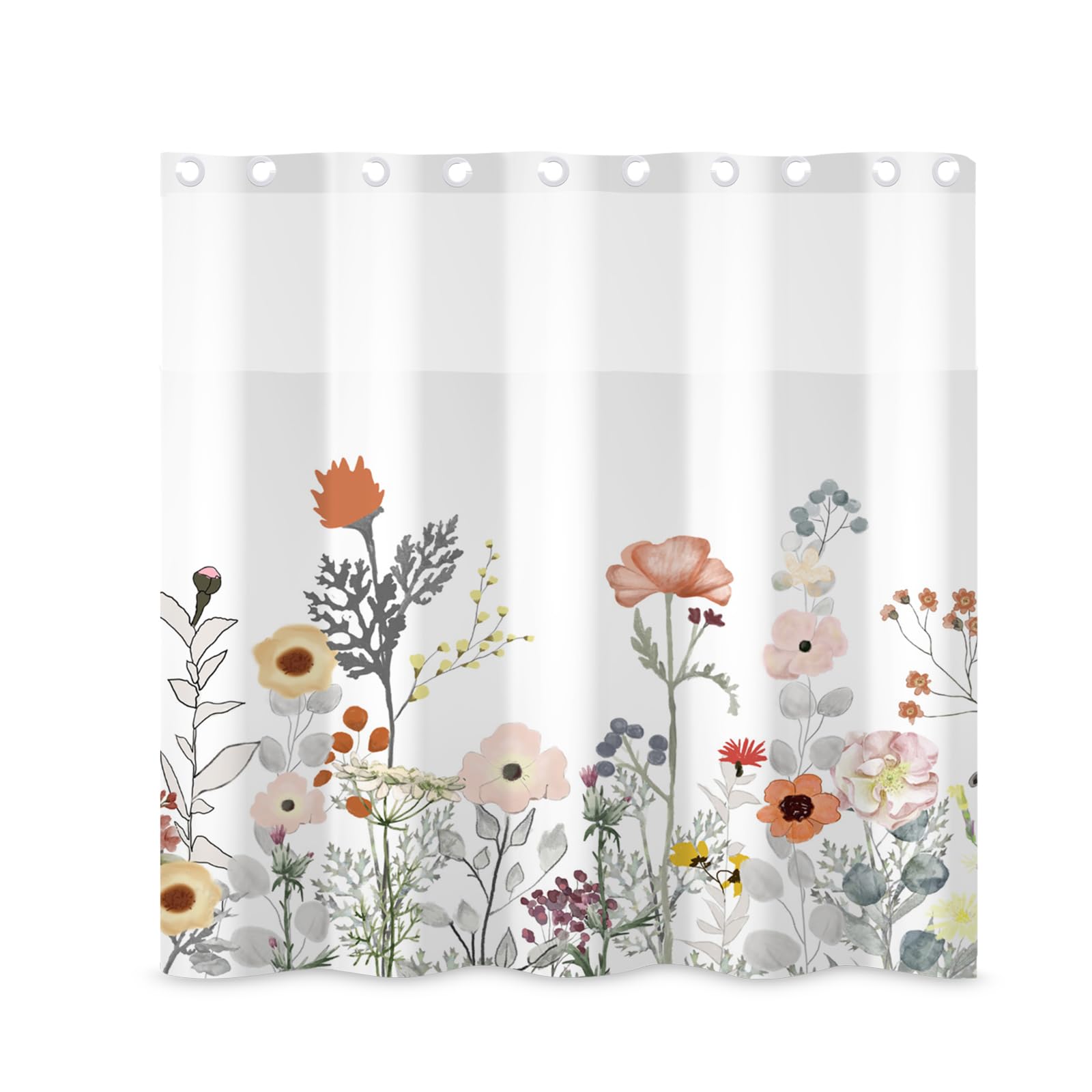 Rideau de douche anti éclaboussure à doublure clipsable en tissu