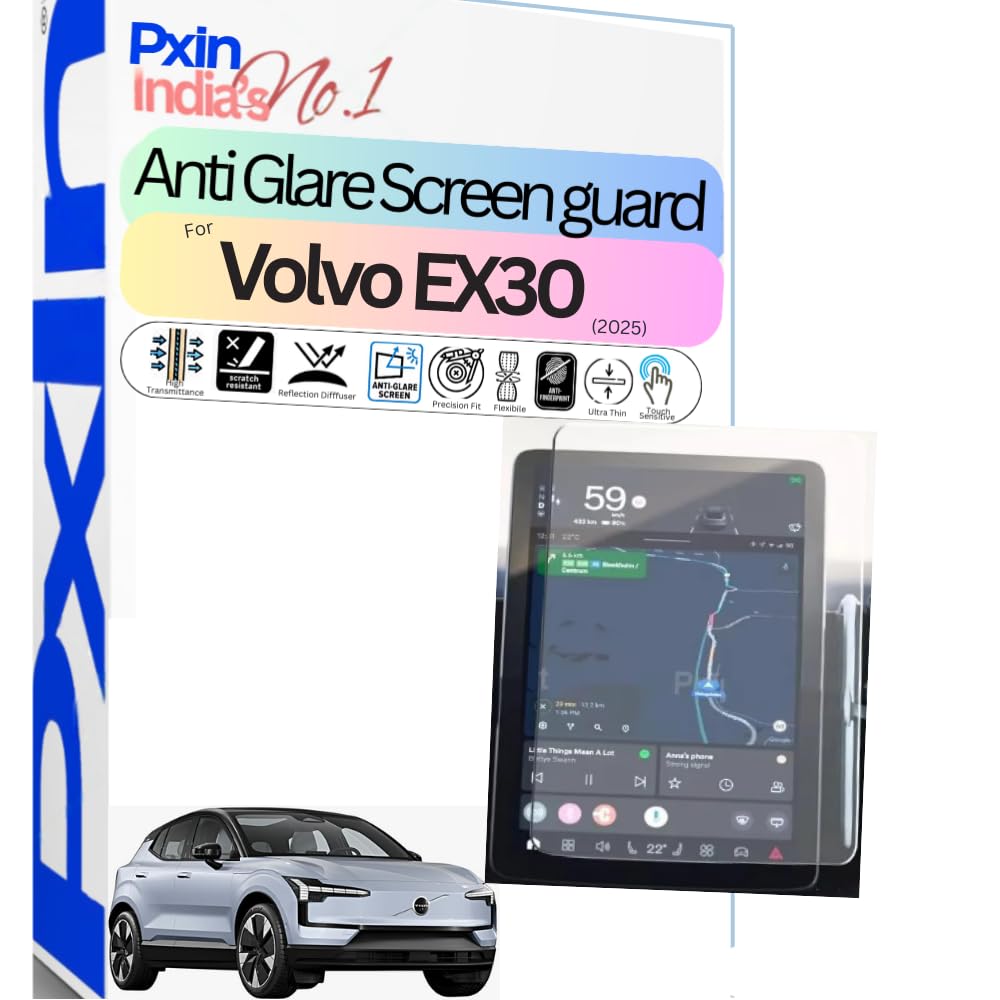Pxin Anti-Glare & Anti Reflection Screen Guard compatible with Volvo EX30 (2025) Car Infotainment| Plasma Layer| Scratch Resistant | 4K HD Clarity | No Fingerprint-image-3