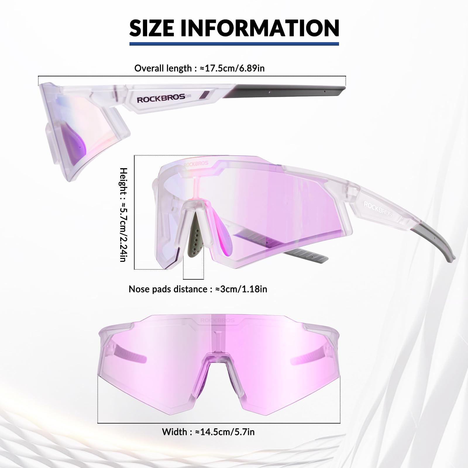 ROCKBROS Lunettes Photochromique de Cyclisme Homme Femme Coupe-Vent Lunettes de VTT Respirant Lunettes de Soleil HD UV400 Protection Robuste Sport en Plein Air Vélo Course Randonnée Pêche