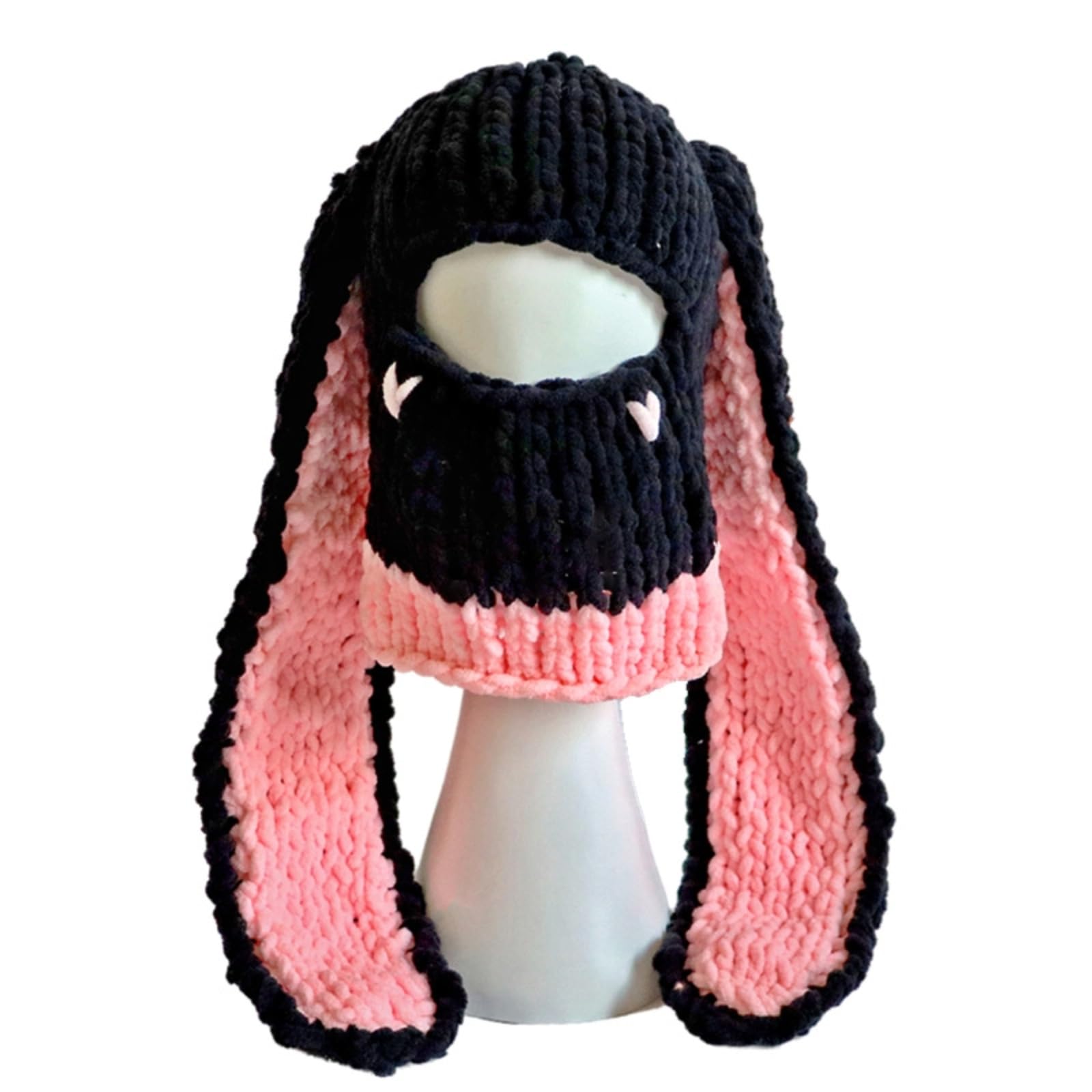 Cute Balaclava Y2K Knitted Skiing Snowboarding Mask Grunge Beanies Kawaii Long Rabbit Ear Warm Hat for Men Women