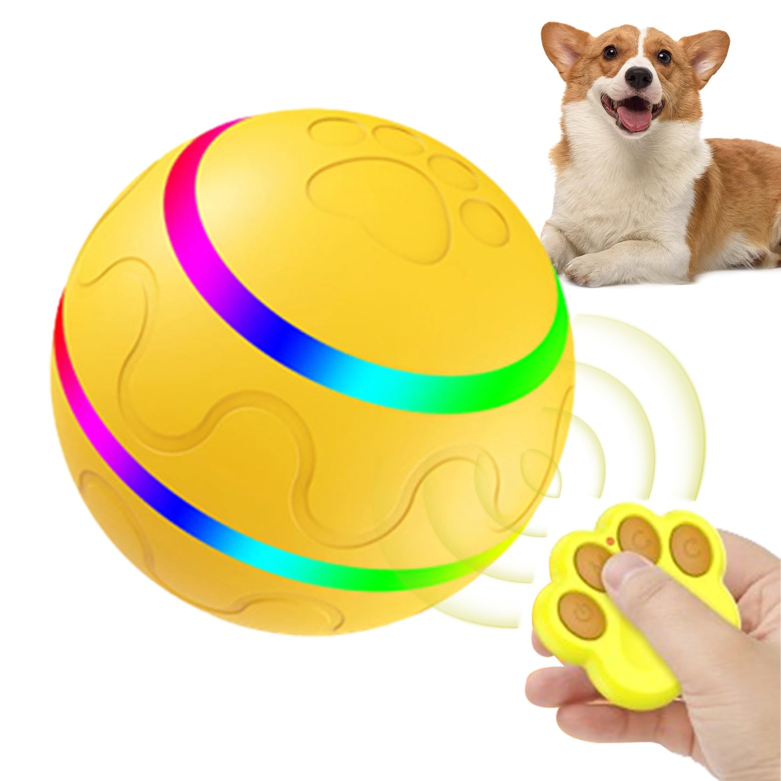 Pelotas de juguetes inteligentes para perros, Pelotas para Perros de Silicona Recargables, Pelota Interactiva Para Mascotas Con Movimiento Automático Con Luz LED, Pelota Ocupada Inteligente Recargable