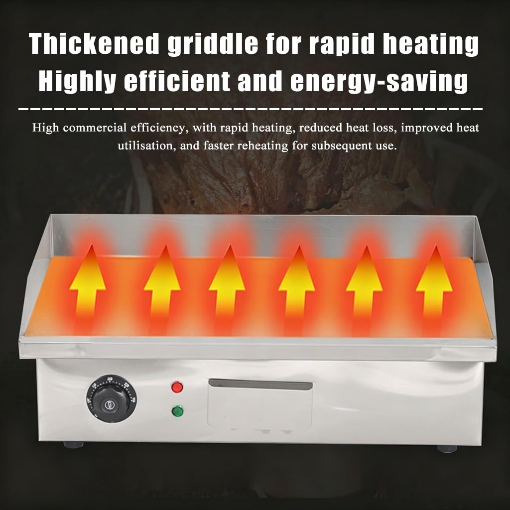 Plancha Eléctrica 8mm Acero 300°C Tapas Hamburguesa 54cm | Placa de acero laminado en frío 8mm | Control 50-300°C | Bandeja recogegrasa grande | Para tapas | Calor uniforme