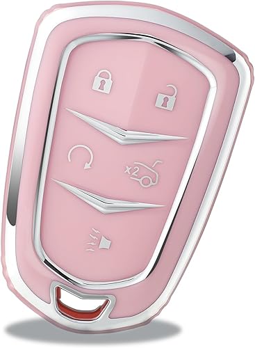 OFFWEGO - Funda para llavero Cadillac, para Cadillac Escalade CTS SRX CT4 CT5 CT6 XTS XT4 XT5 XT6 ATSL SLS STS Funda para llavero inteligente (rosa disponible en Yaxa Peru