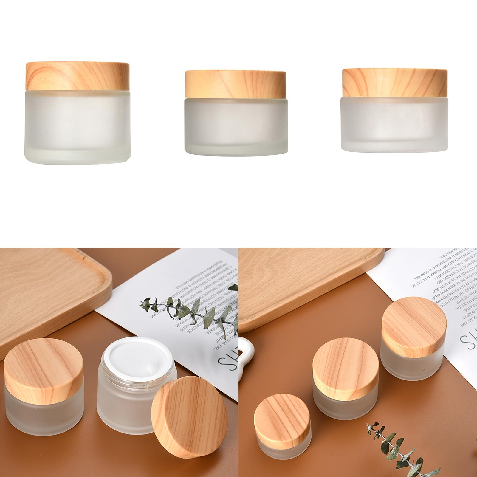 10x Leere Milchglas-Cremetiegel Mit Holzdeckel – 10 Ml, Für DIY-Kosmetik, Lippenbalsam & Make-up