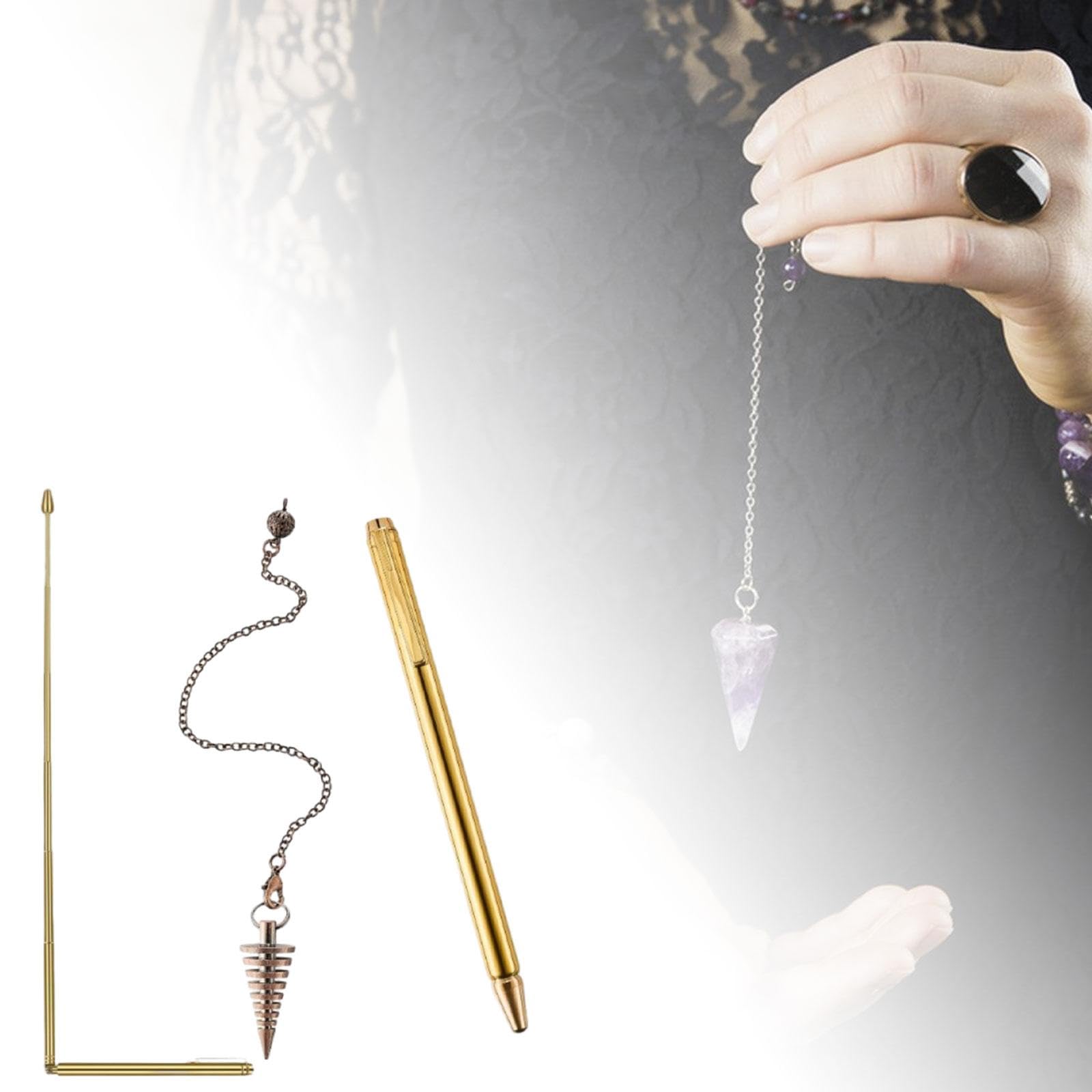 Set Rabdomante In Rame - 2 Canne Retrattili E Pendolo Per Divinazione, Caccia Ai Fantasmi - Foto 5