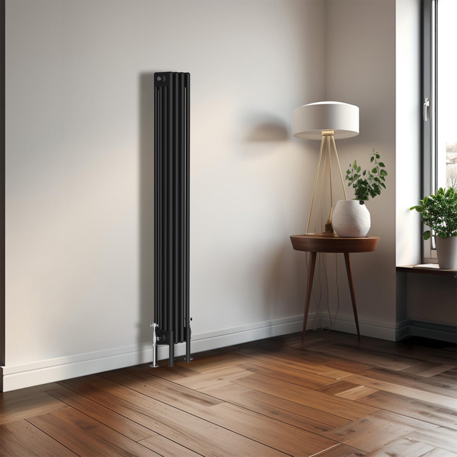 Blümme Traditional 1500 x 200mm Vertical Cast Iron Radiator Central Heating Radiators Four Column Black