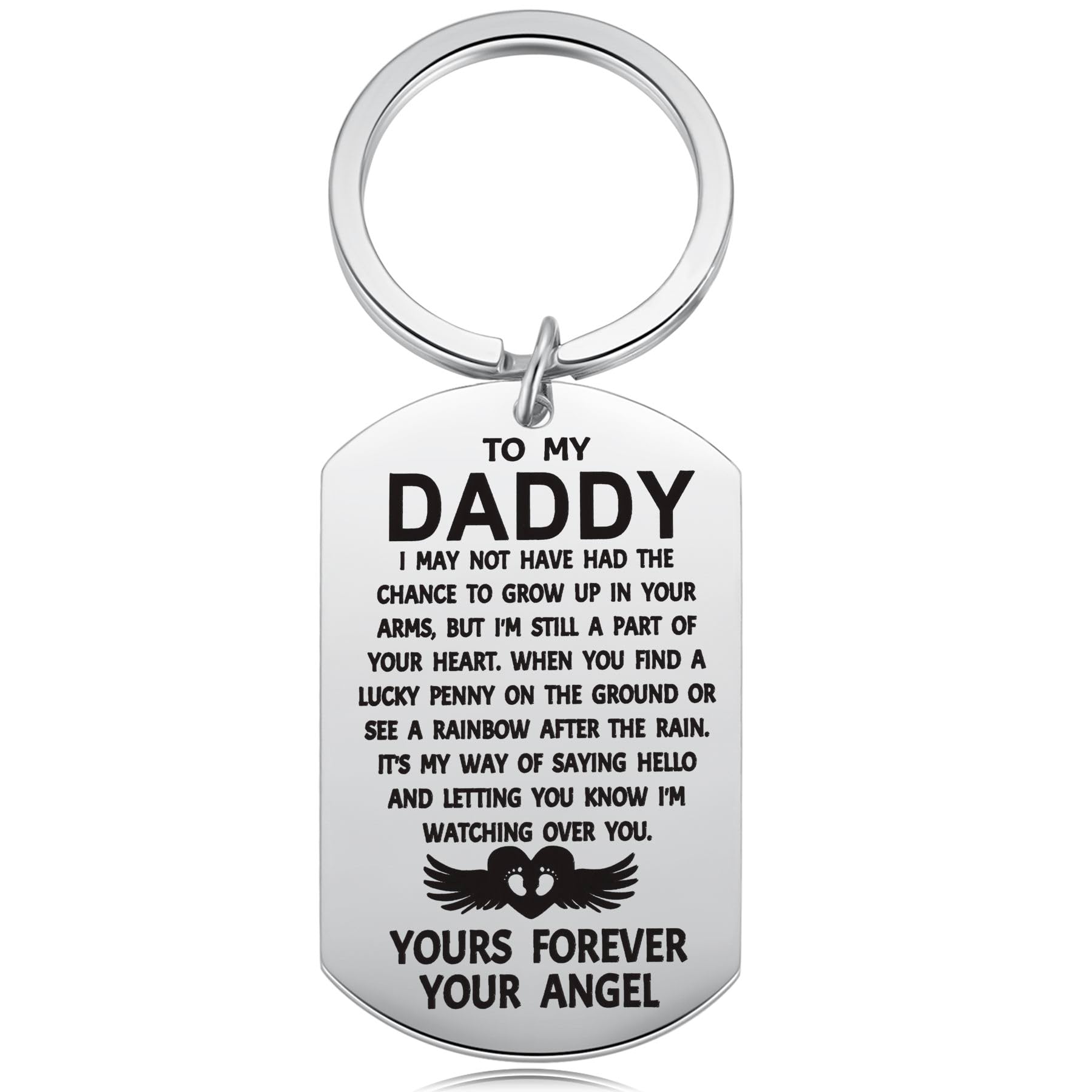 Aesnefe Miscarriage Keychain for Dad Dog Tag, Angel Baby Gift for Daddy, Dad Miscarriage Gift, Lost Baby Memorial Gift, Sympathy gift, Pregnancy Loss Gift, Stillborn Gift