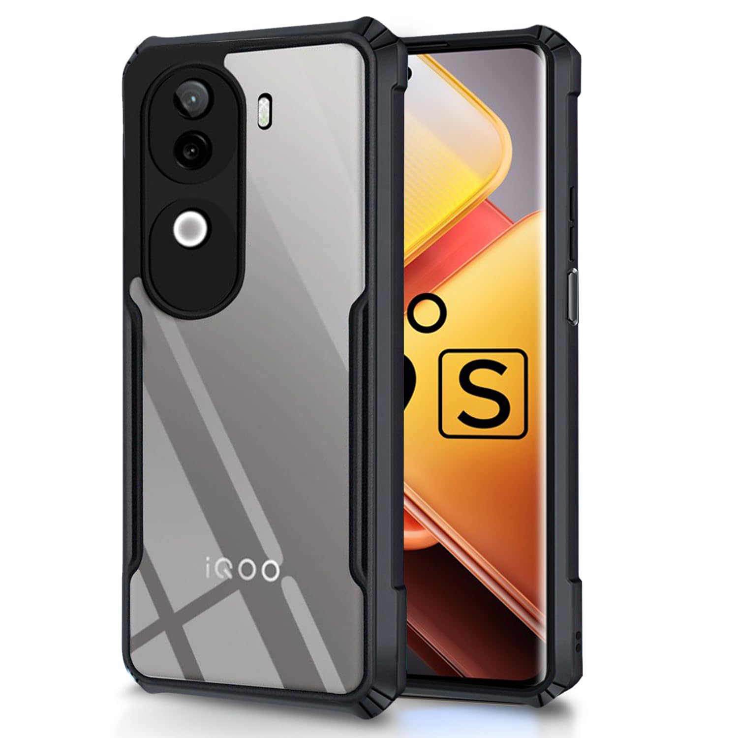 SHINESTAR iQOO Z9s 5G Back Cover Case | Ultra Thin 360 Degree Protection Crystal Clear Tranparent Bumper Back Cover Case for iQOO Z9s 5G - Black (B0DG3T8JBD) Amazon Price History, Amazon Price Tracker
