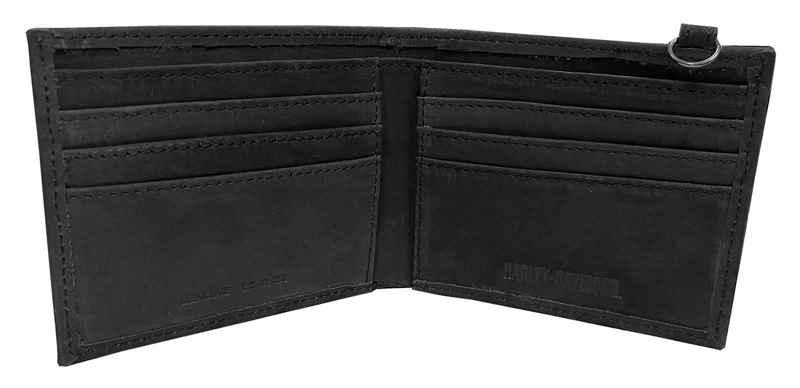 Harley-Davidson Men's B&S Bi-Fold Leather Wallet w/RFID Protection - Black