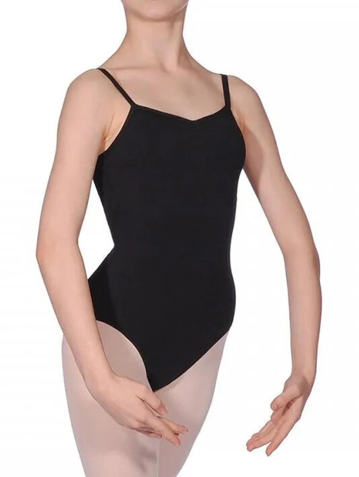 Futura London Black Girls Kids Cotton Ballet Dancewear Gym Spaghetti Strap Camisole Leotard Bodysuit (Black, AGE 7-8)