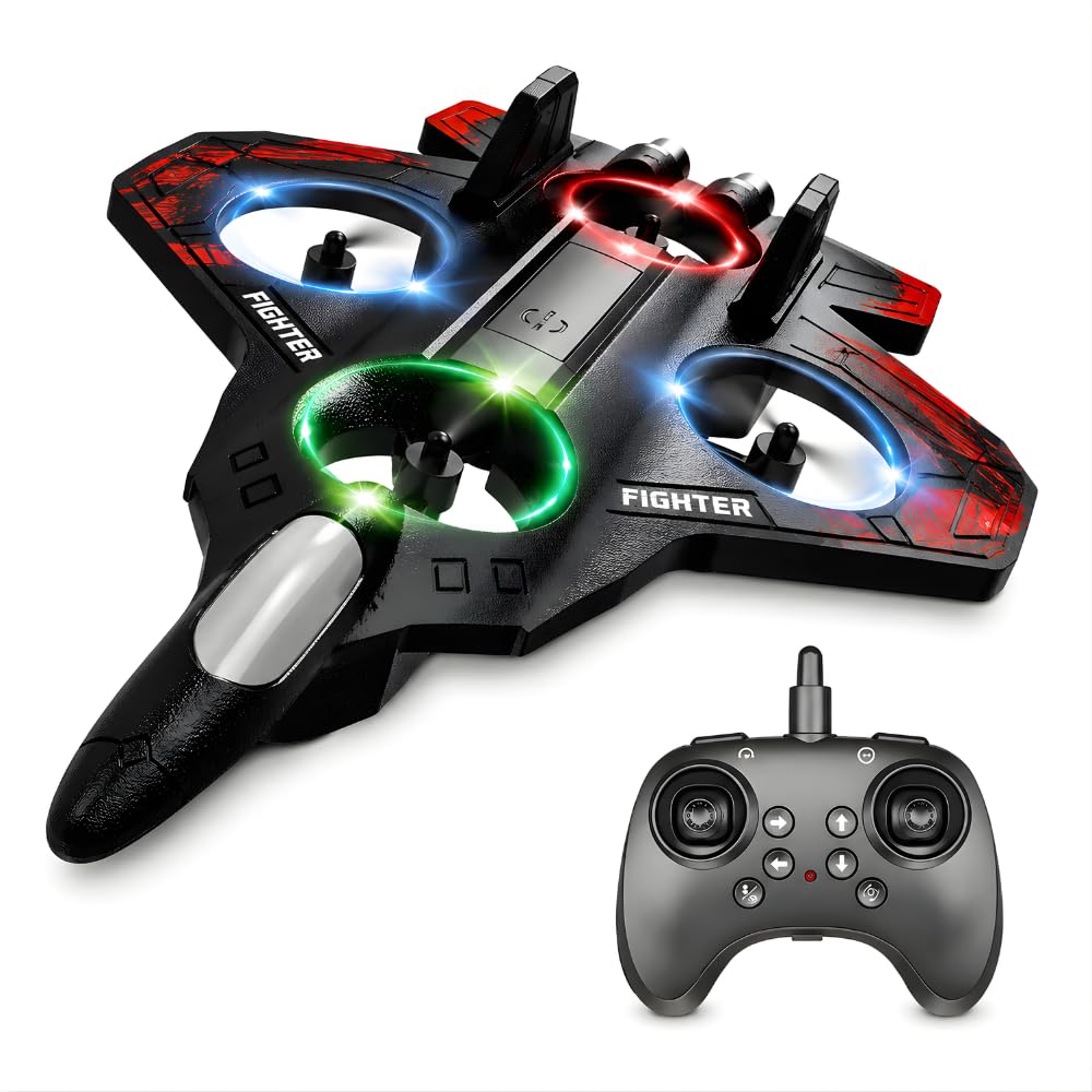 Remote Control Airplane for Kids | RC Airplane Fighter Jet with Light, 360° Flip, Stunt Roll Easy to Fly Stable Jet Fighter Toys for Boys & Adults | Design As Per Stock-image-13