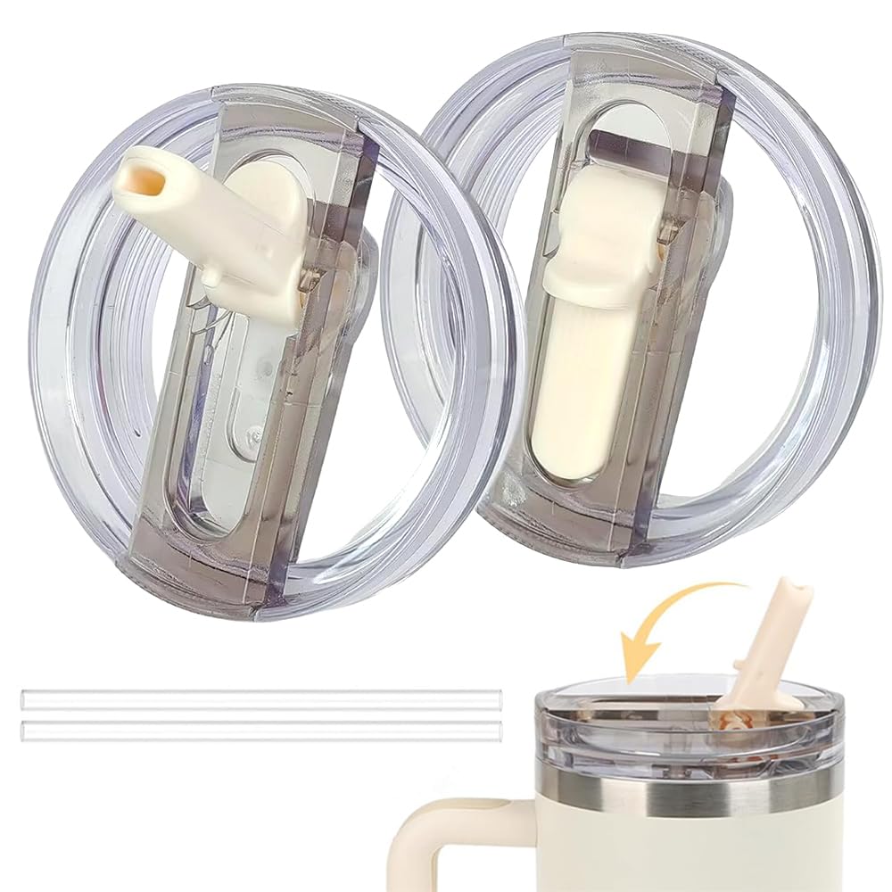 Stanley cup Deckel, 2 Stück Ersatzdeckel für 40oz Becher, Wiederverwendbarer Auslaufsichere und Staubdichte Tumbler Stanley Deckel