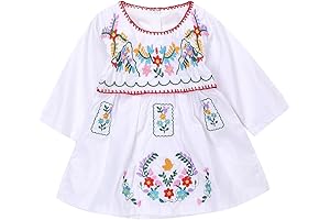 Kashoer Toddler Girls Embroidery Floral Dress, Perfect Ethnic Style for Religious Festivities