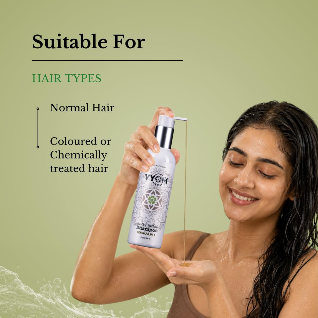 Vyom India Anti-Hairfall Shampoo 250ml | Bhringraj & Amla with Reetha & Shikakai | Herbal Hair Growth & Strengthening | Sulphate & Paraben Free Natural Shampoo for Men & Women 1