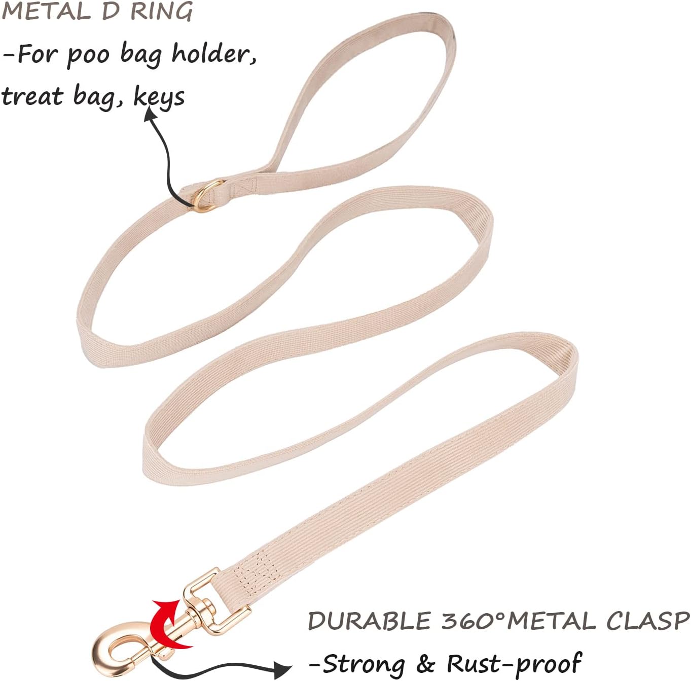 Petiry Soft Dog Lead 150cm Cotton Corduroy Thick Dog Leash for Medium Large Dogs,2.0cm x 150cm,Beige M 5 61wzTFypjUL. AC SL1500