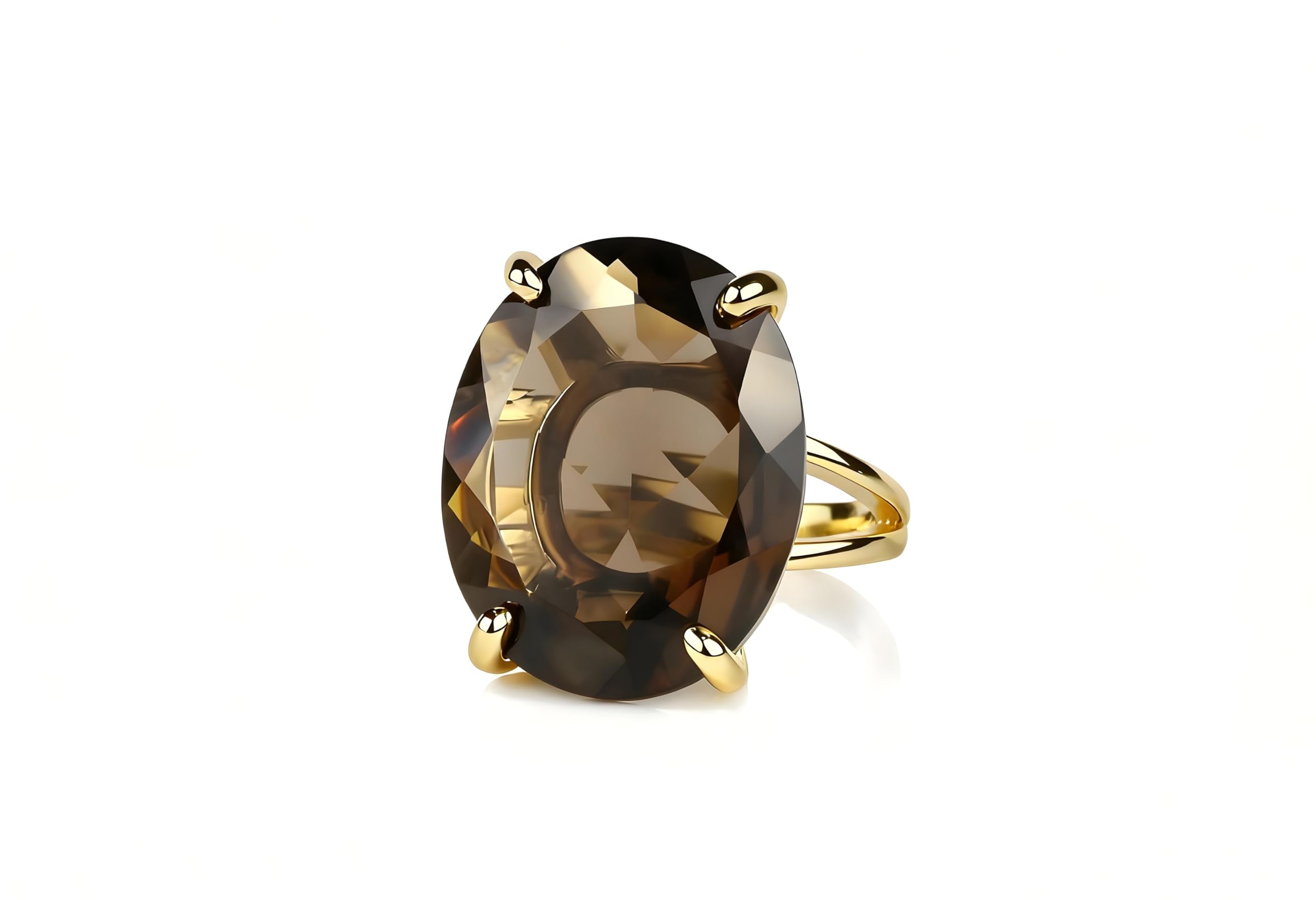 Natürlicher Rauchquarz Schmuckring in 14K Gold - Elegante Cocktail Ringe für Frauen - Handgemachter Schmuck - Geburtstage, Hochzeiten, Abschlussfeier, Jahrestag Geschenk für Sie