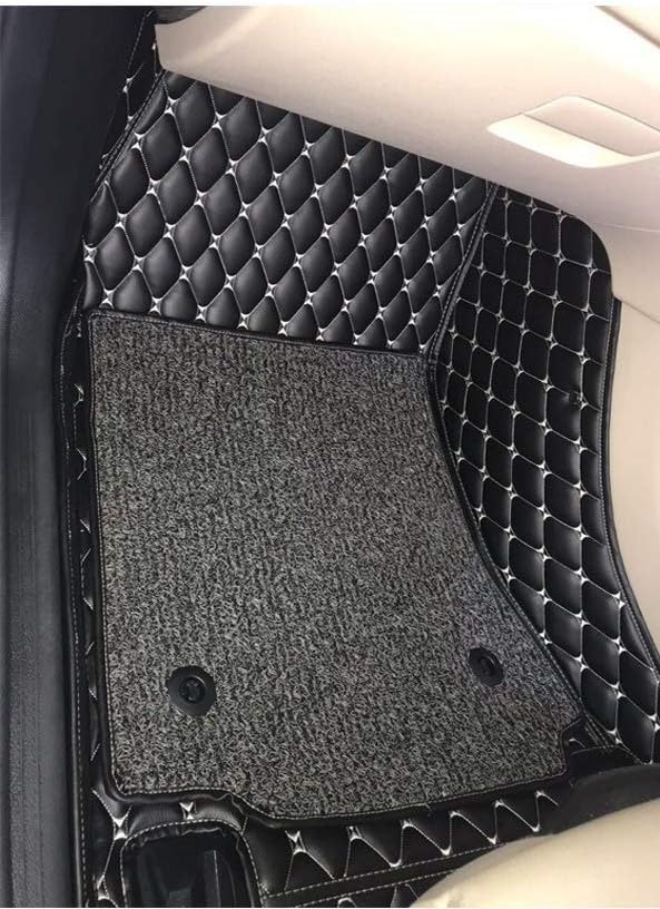 Image of KA10 7D Car Floor Mat for Hyundai Creta (2024-Onwards) | Custom Fitted | Premium PU Leather | 100% Waterproof, Zero-Dust, Shield Your Car Floor | Full Set with Grass | (Black with Silver)