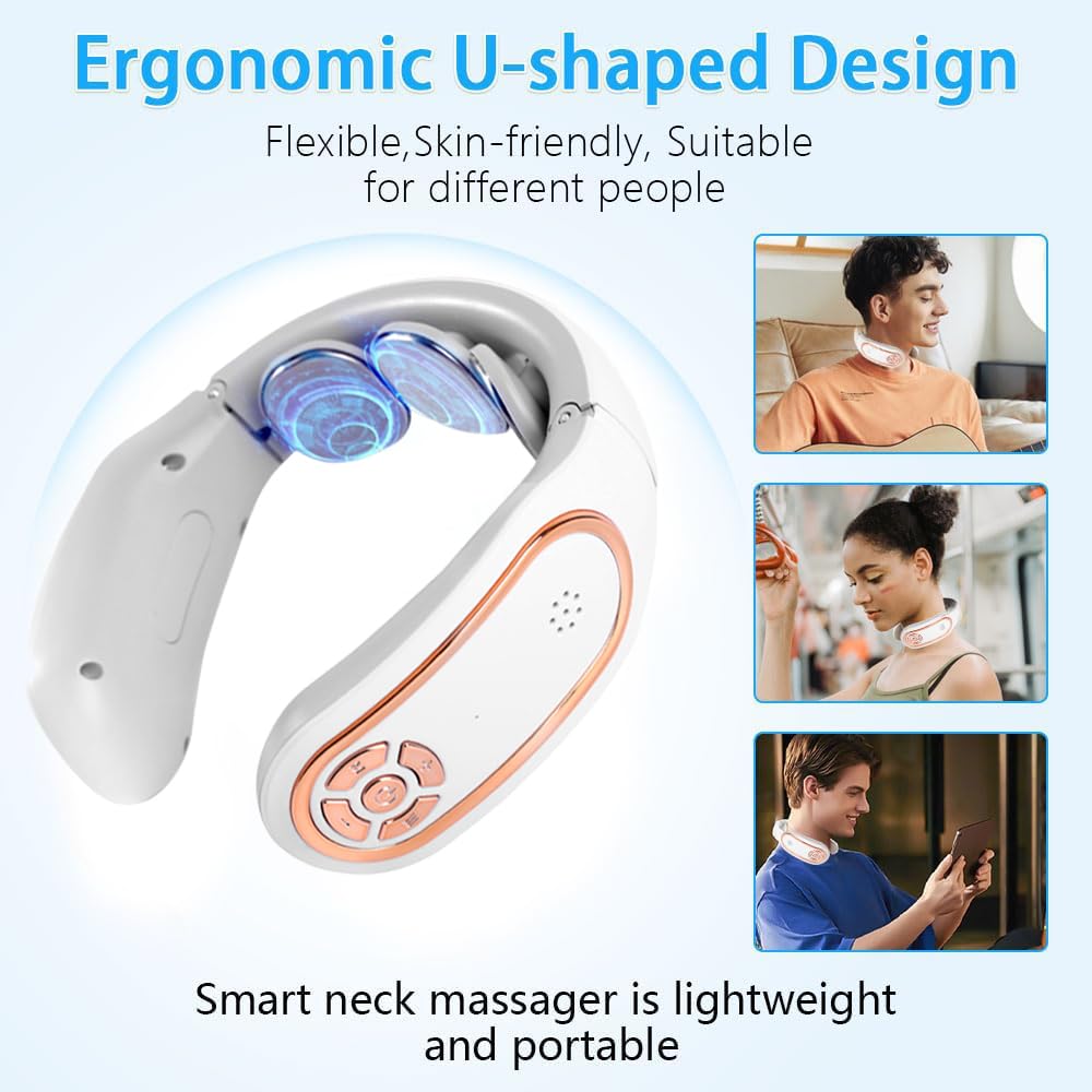 Masajeador Cuello Cervical, 3 Niveles Calefacción A Temperatura Constante Masajeador Eléctrico Portátil 4 Modos De Masaje Por Pulsos 15 Niveles De Intensidad Para El Cuello Y Los Hombros