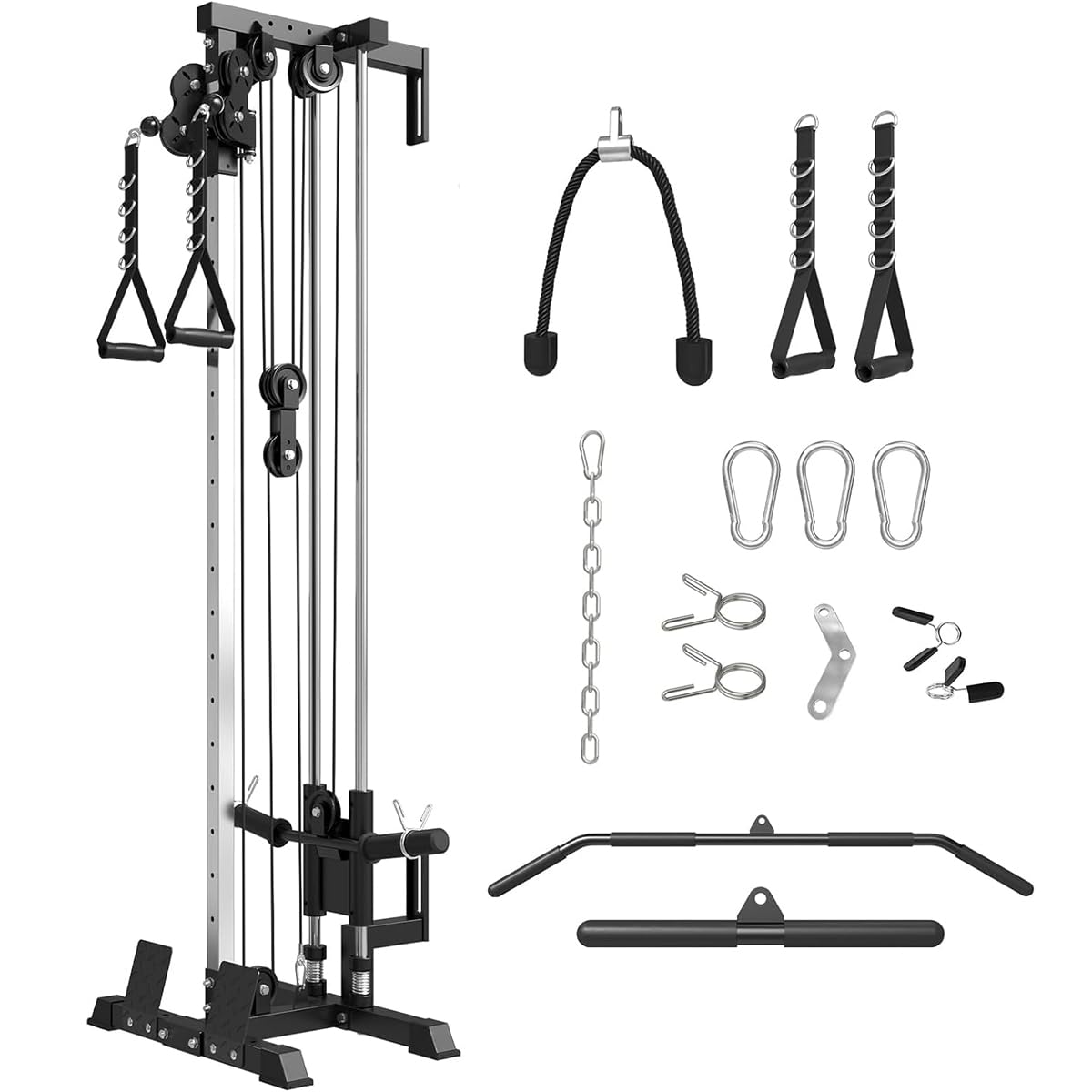 – Wall Mount Cable Station, Cable Crossover Machine with Dual Pulley System and 18 Adjustable Positions for Home Gym Fitness Equipment