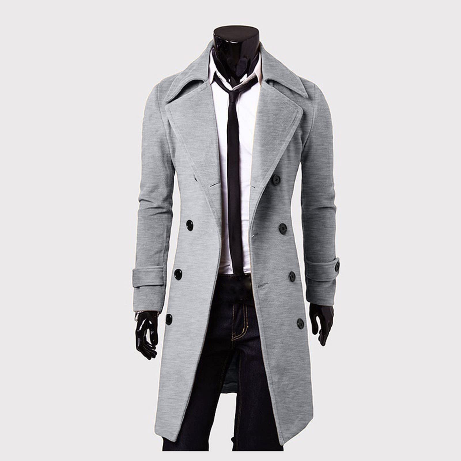 Generisch Winterjacke Herren Business Dufflecoat - Herren Winteranorak weichem Wollmix mit doppelreihigem Design für stilvolle Wärme Komfort bei kühlem Wetter