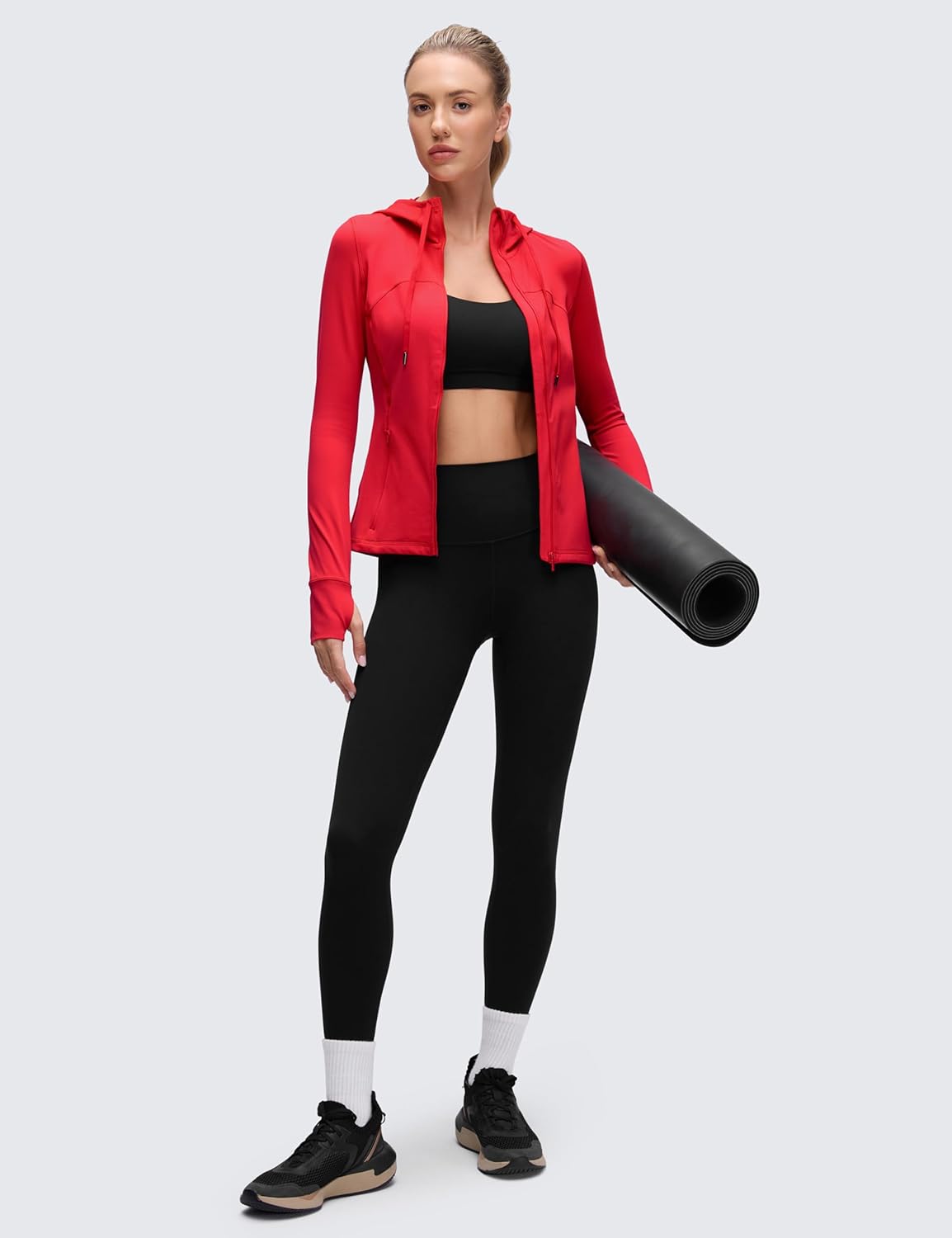 CRZ YOGA Butterluxe Hooded Athletic Jackets for Women - Full Zip Track Casual Tops with Thumb Holes Pockets - Image 4